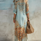Clara | Vestido Chemisier Mediterrâneo