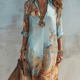 Clara | Vestido Chemisier Mediterrâneo