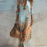 Clara | Vestido Chemisier Mediterrâneo