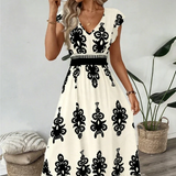 Candida - Vestido maxi barroco com decote em V