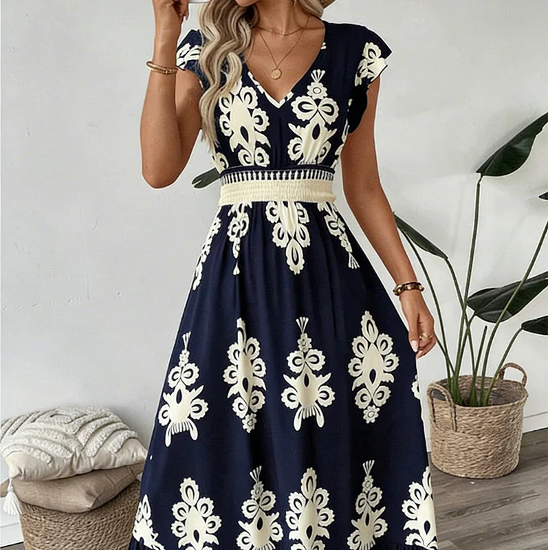 Candida - Vestido maxi barroco com decote em V